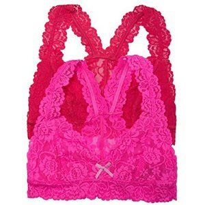 Sale* 2-Pack Lace Bralettes Racerback Small Cups b85434 Pink + Red S-L NWB